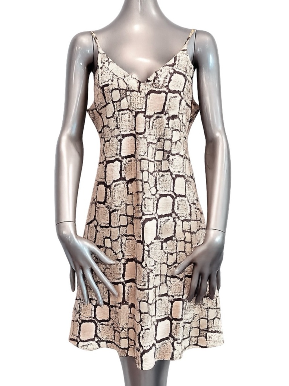 GINIA 100% Silk Snake Print Slip Dress Chemise AU 14 NWT Luxury